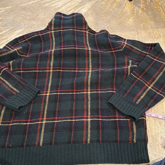 Vintage Polo Ralph Lauren wool Sweater! XXL Green Tartan Plaid Fisherman Style - Picture 10 of 10